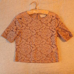 BHLDN Floral Lace crop top - Blush Pink